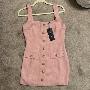 Chic Pink Button-Down Mini Dress